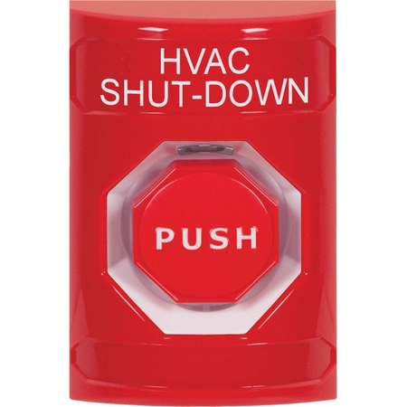 SS2005HV-EN STI Red No Cover Momentary (Illuminated) Stopper Station with HVAC SHUT DOWN Label English