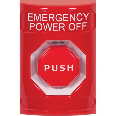 SS2005PO-EN STI Red No Cover Momentary (Illuminated) Stopper Station with EMERGENCY POWER OFF Label English
