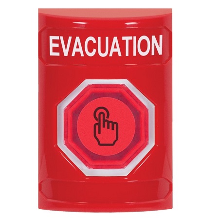 SS2006EV-EN STI Red No Cover Momentary (Illuminated) with Red Lens Stopper Station with EVACUATION Label English