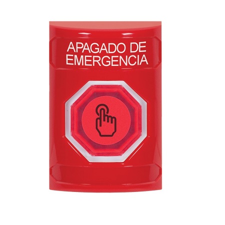 SS2006PO-ES STI Red No Cover Momentary (Illuminated) with Red Lens Stopper Station with EMERGENCY POWER OFF Label Spanish