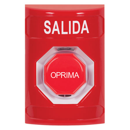 SS2008XT-ES STI Red No Cover Pneumatic (Illuminated) Stopper Station with EXIT Label Spanish