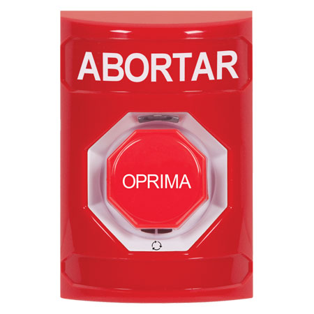 SS2009AB-ES STI Red No Cover Turn-to-Reset (Illuminated) Stopper Station with ABORT Label Spanish