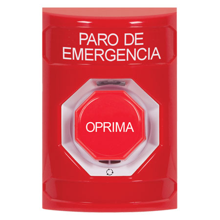 SS2009ES-ES STI Red No Cover Turn-to-Reset (Illuminated) Stopper Station with EMERGENCY STOP Label Spanish