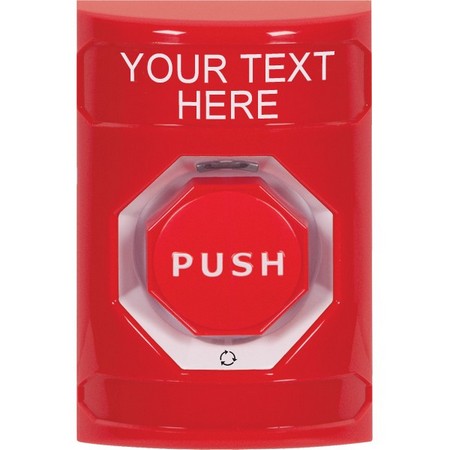 SS2009ZA-EN STI Red No Cover Turn-to-Reset (Illuminated) Stopper Station with Non-Returnable Custom Text Label English