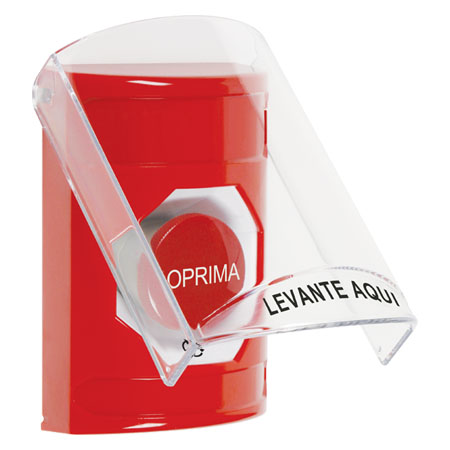 SS2021NT-ES STI Red Indoor Only Flush or Surface Turn-to-Reset Stopper Station with No Text Label Spanish