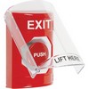 Show product details for SS2021XT-EN STI Red Indoor Only Flush or Surface Turn-to-Reset Stopper Station with EXIT Label English