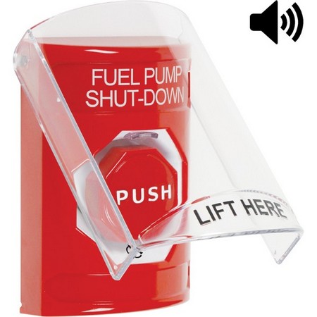 SS20A9PS-EN STI Red Indoor Only Flush or Surface Cover w/ Horn Turn-to-Reset (Illuminated) Stopper Station with FUEL PUMP SHUT DOWN Label English