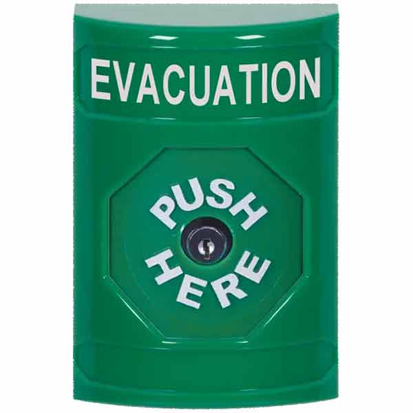 SS2100EV-EN STI Green No Cover Key-to-Reset Stopper Station with EVACUATION Label English