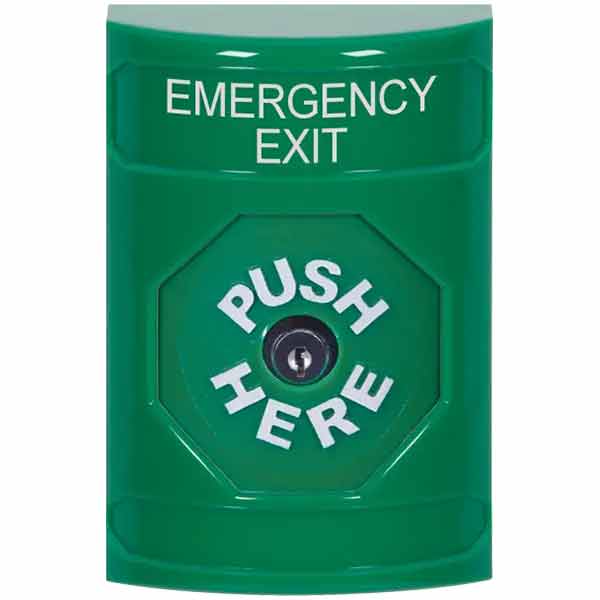 SS2100EX-EN STI Green No Cover Key-to-Reset Stopper Station with EMERGENCY EXIT Label English