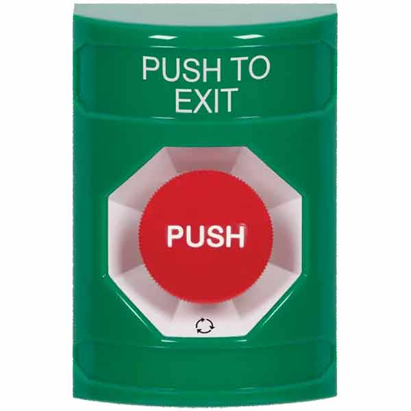 SS2101PX-EN STI Green No Cover Turn-to-Reset Stopper Station with PUSH TO EXIT Label English