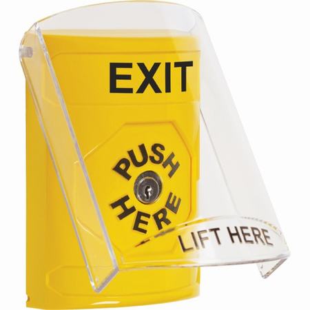 SS2220XT-EN STI Yellow Indoor Only Flush or Surface Cover Key-to-Reset Stopper Station with EXIT Label English