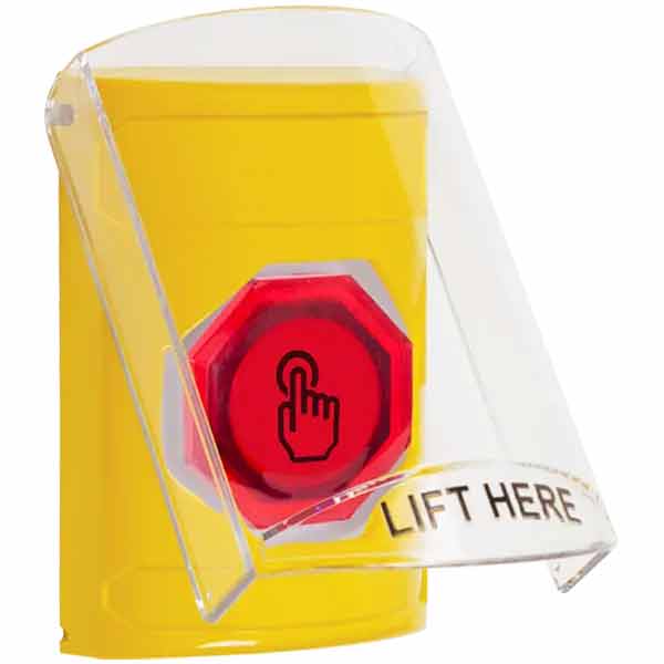 SS2227NT-EN STI Yellow Indoor Only Flush or Surface Cover Weather Resistant Momentary (Illuminated) with Red Lens Stopper Station with No Text Label English
