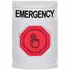Show product details for SS2306EM-EN STI White No Cover Momentary (Illuminated) with Red Lens Stopper Station with EMERGENCY Label English