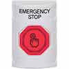 Show product details for SS2306ES-EN STI White No Cover Momentary (Illuminated) with Red Lens Stopper Station with EMERGENCY STOP Label English