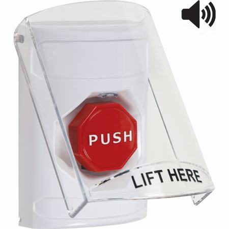 SS23A5NT-EN STI White Indoor Only Flush or Surface Cover w/ Horn Momentary (Illuminated) Stopper Station with No Text Label English
