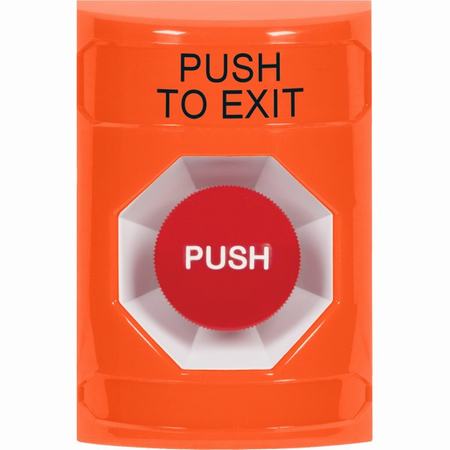 SS2504PX-EN STI Orange No Cover Momentary Stopper Station with PUSH TO EXIT Label English