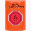 Show product details for SS2506HV-EN STI Orange No Cover Momentary (Illuminated) with Red Lens Stopper Station with HVAC SHUT DOWN Label English