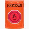 Show product details for SS2506LD-EN STI Orange No Cover Momentary (Illuminated) with Red Lens Stopper Station with LOCKDOWN Label English