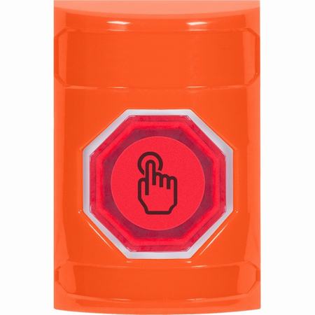 SS2506NT-EN STI Orange No Cover Momentary (Illuminated) with Red Lens Stopper Station with No Text Label English