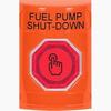 Show product details for SS2506PS-EN STI Orange No Cover Momentary (Illuminated) with Red Lens Stopper Station with FUEL PUMP SHUT DOWN Label English