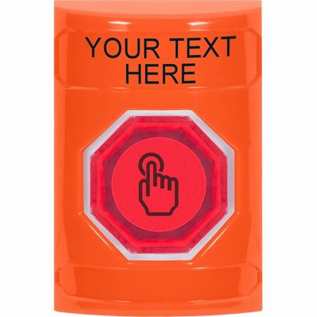 SS2507ZA-EN STI Orange No Cover Weather Resistant Momentary (Illuminated) with Red Lens Stopper Station with Non-Returnable Custom Text Label English
