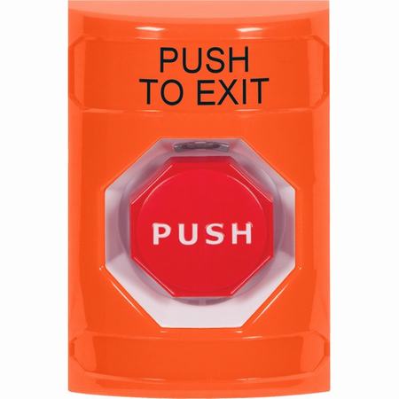 SS2508PX-EN STI Orange No Cover Pneumatic (Illuminated) Stopper Station with PUSH TO EXIT Label English