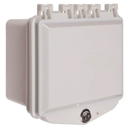 STI-7510A-OW STI NEMA Rated Indoor/Outdoor Polycarbonate Enclosure with Enclosed Deep Back Box and Exterior Key Lock - 5.91" H x 8.45" W x 4.536" D -  White - Solid Box