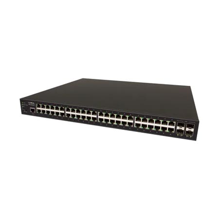 SW-510-48P-F Luxul 48 Gigabit PoE Ports + 4 Gigabit SFP Ports 740W Total Budget L3 Managed Rackmount PoE Switch