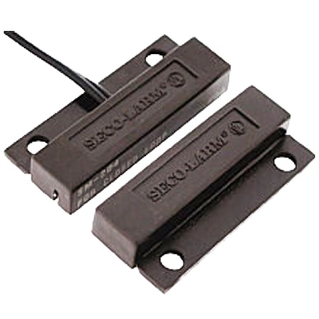 SM-204Q/BR-10 Seco-Larm Surface Mount N.C. Magnetic Contact w/ Flange and Pre-Wired Leads - Brown - Pack of 10