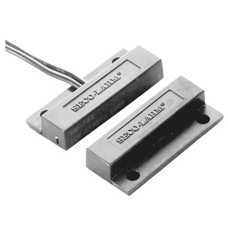 SM-204Q/W-10 Seco-Larm Surface Mount N.C. Magnetic Contact w/ Flange and Pre-Wired Leads - White - Pack of 10