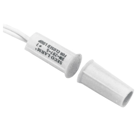 SM-207-5Q/W-10 Seco-Larm 3/8" Press-Fit Mount N.C. Magnetic Contact w/ Short Switch and Magnet - White - Pack of 10