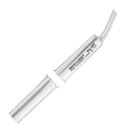 SM-207Q/W-10 Seco-Larm 3/8" Press-Fit Mount N.C. Magnetic Contact w/ Pre-Wired Leads - White - Pack of 10
