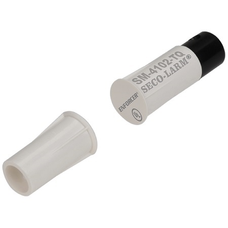 SM-4102-TQ/W Seco-Larm 3/8" Stubby Press-Fit Mount Closed Loop Magnetic Contact with Quick-Connect Terminal Block - White