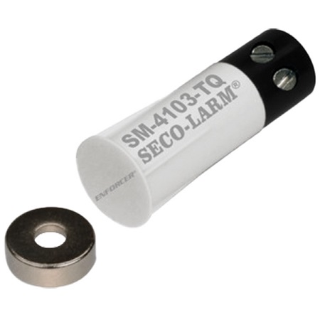 SM-4103-TQ/W Seco-Larm 3/8" Rare-Earth, Stubby Press-Fit Mount Closed Loop Magnetic Contact with Quick-Connect Terminal block - White