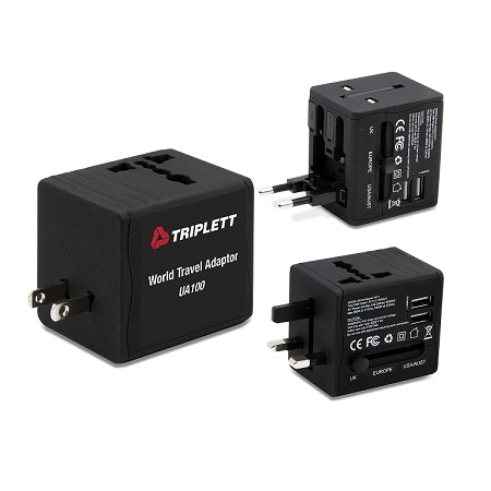 UA100 Triplett World Travel Adapter with Dual USB