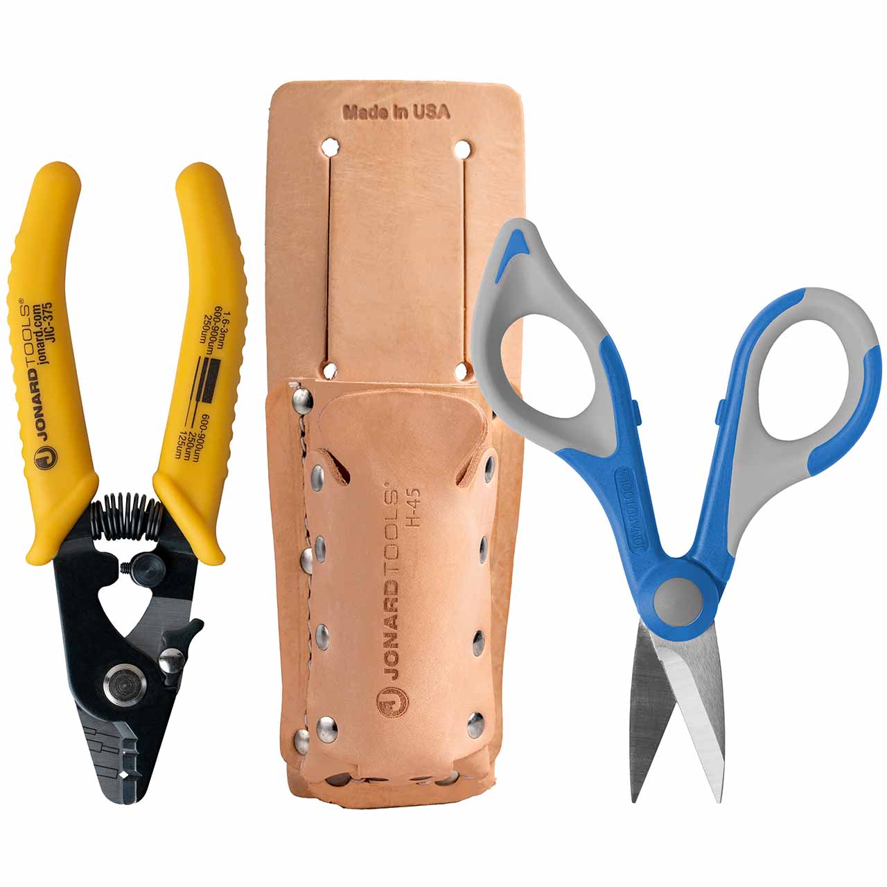 TK-355 Jonard Tools Fiber Stripper & Kevlar® Shears Kit, Leather Pouch