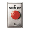 Show product details for TS-14R Alarm Controls Pneumatic Time Delay 1 N/O & 1 N/C Contact 1-1/2" Diameter Red Push Button "PUSH TO EXIT" Single Gang Stainless Steel Plate
