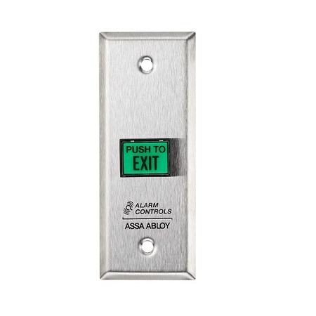 TS-9 Alarm Controls 5/8" x 7/8" Square Green Illuminated Pushbutton "Push to Exit"