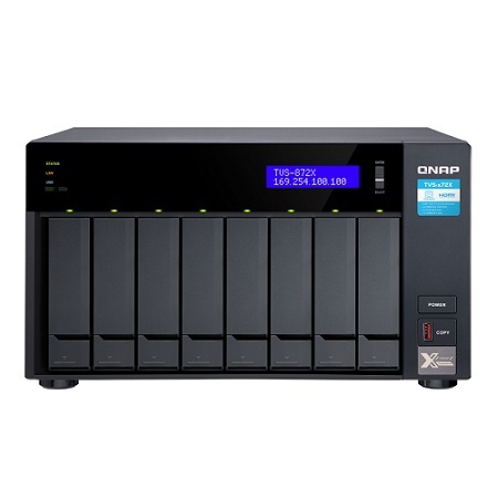[DISCONTINUED] TVS-872X-i3-8G-US QNAP 8-Bay Desktop NAS 3.1 GHz Intel Core i3-8100T 4-core 8GB RAM - No HDD