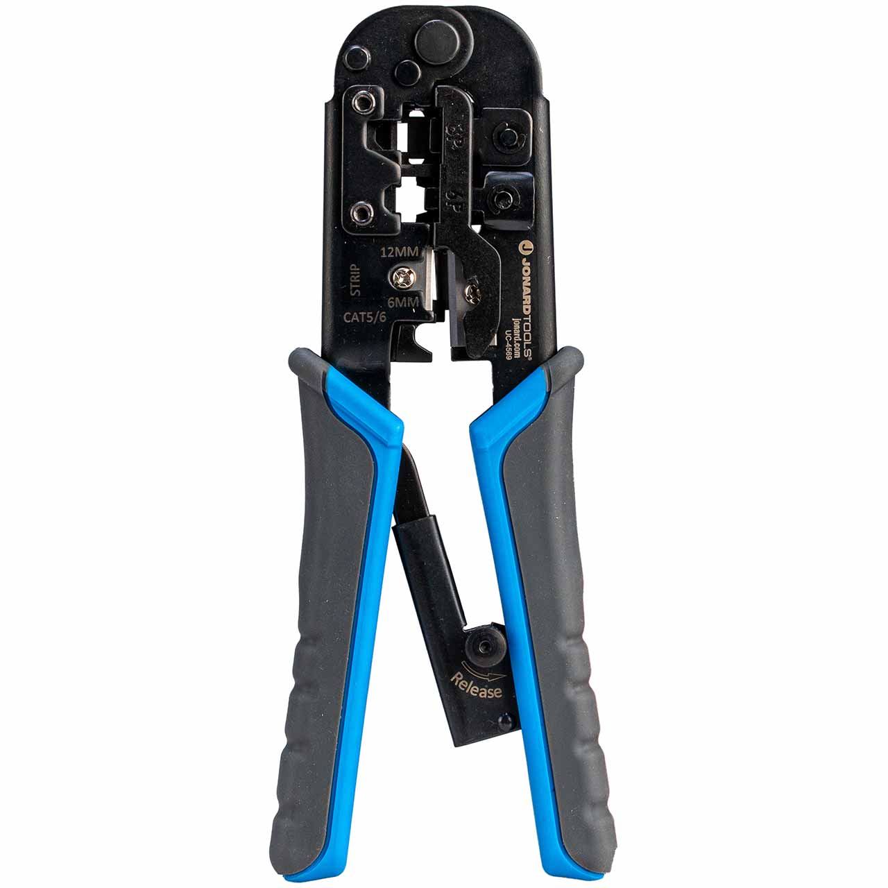 UC-4569 Jonard Tools 6-In-1 RJ45, RJ11/12 Modular Pass Through Crimping Tool For Cat3, Cat5/5e, And Cat6 Cables
