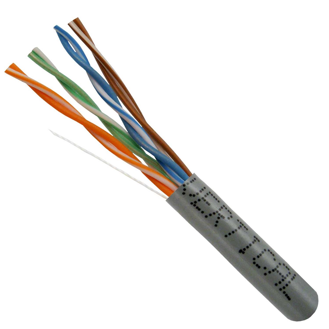 055-455/P/GY Vertical Cable 055-455 Series 24 AWG 8 Unshielded Twisted Pair Solid Bare Copper CMP Plenum Cat5e Cable - 1000' Pull Box - Gray