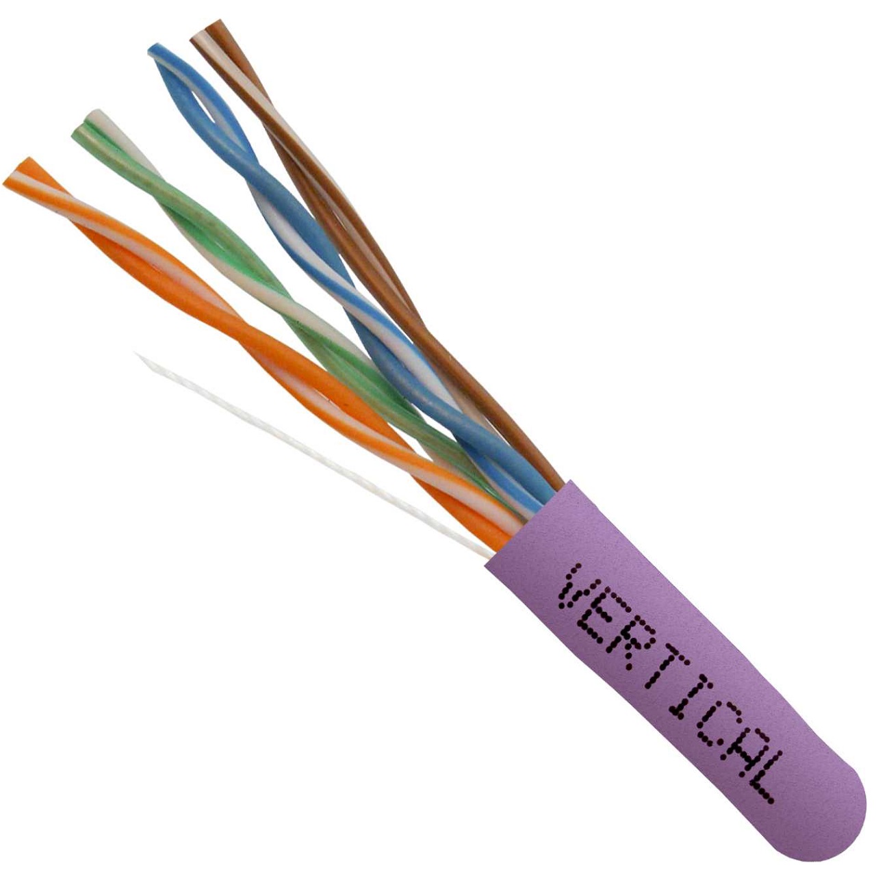 055-456/P/PR Vertical Cable 055-456 Series 24 AWG 8 Unshielded Twisted Pair Solid Bare Copper CMP Plenum Cat5e Cable - 1000' Pull Box - Purple
