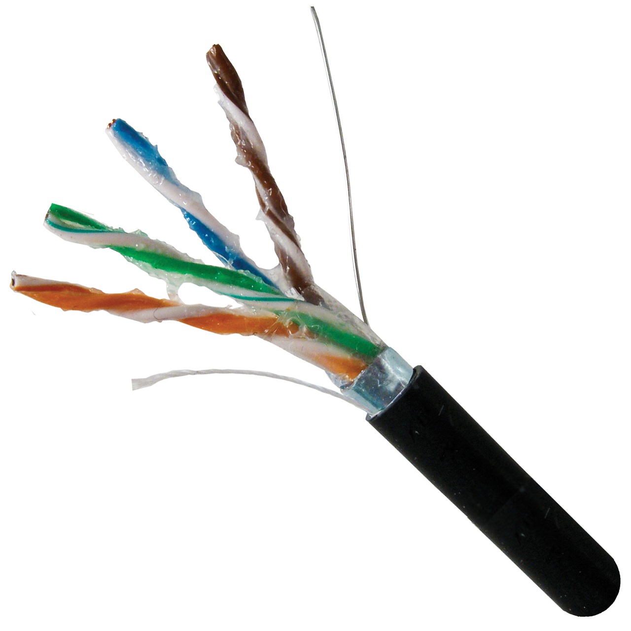 059-487/S/CMXF Vertical Cable 059-487 Series 24 AWG 4 Shielded Twisted Pair Solid Bare Copper CMXF Non-Plenum Cat5e Cable - 1000' Wooden Spool - Black