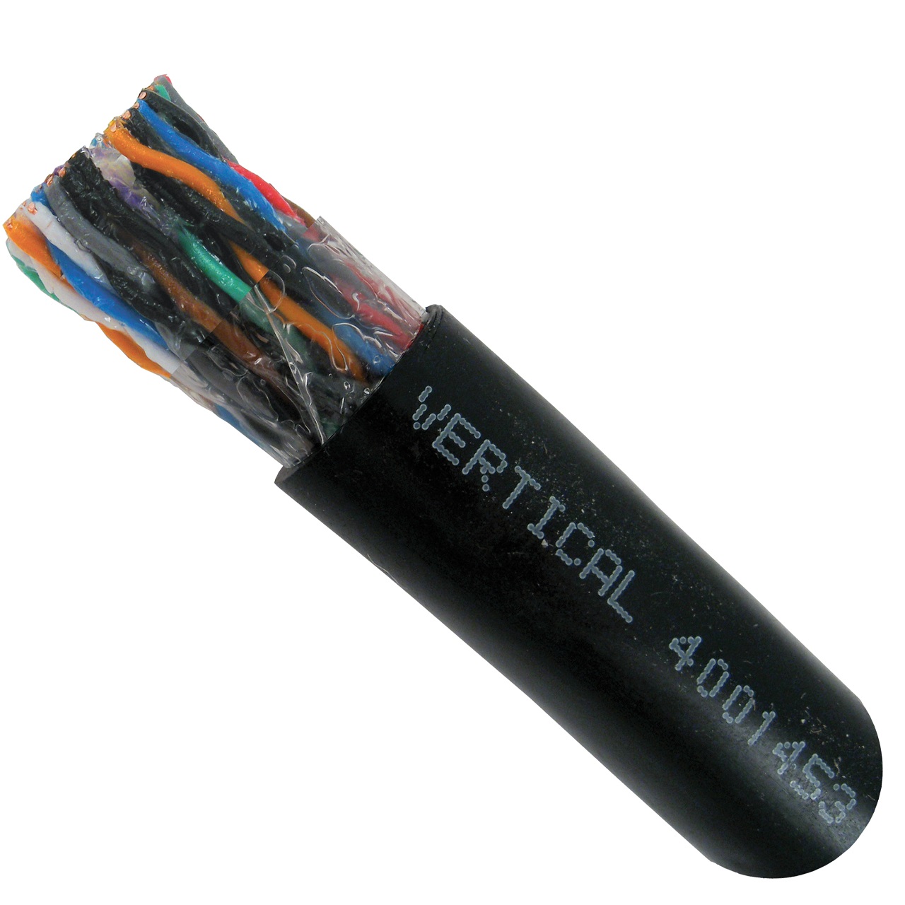 059-488/CMXF25P Vertical Cable 059-488 Series 24 AWG 25 Unshielded Twisted Pair Solid Bare Copper CMXF25P Non-Plenum Cat5e Cable - 1000' Wooden Spool - Black