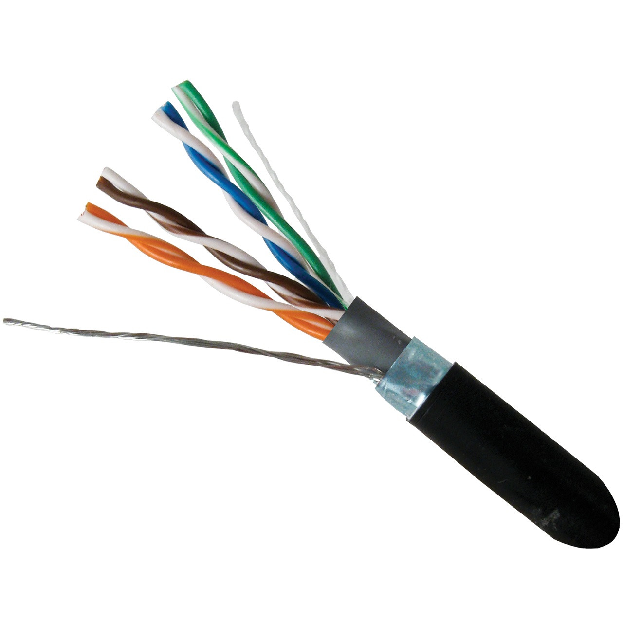 059-494/WS/CWT Vertical Cable 059-494 Series 24 AWG Shielded 4 Twisted Pair Outdoor Dual Solid Bare Annealed Copper Non-plenum Cat5e Cable - 1000' Wooden Spool - Black