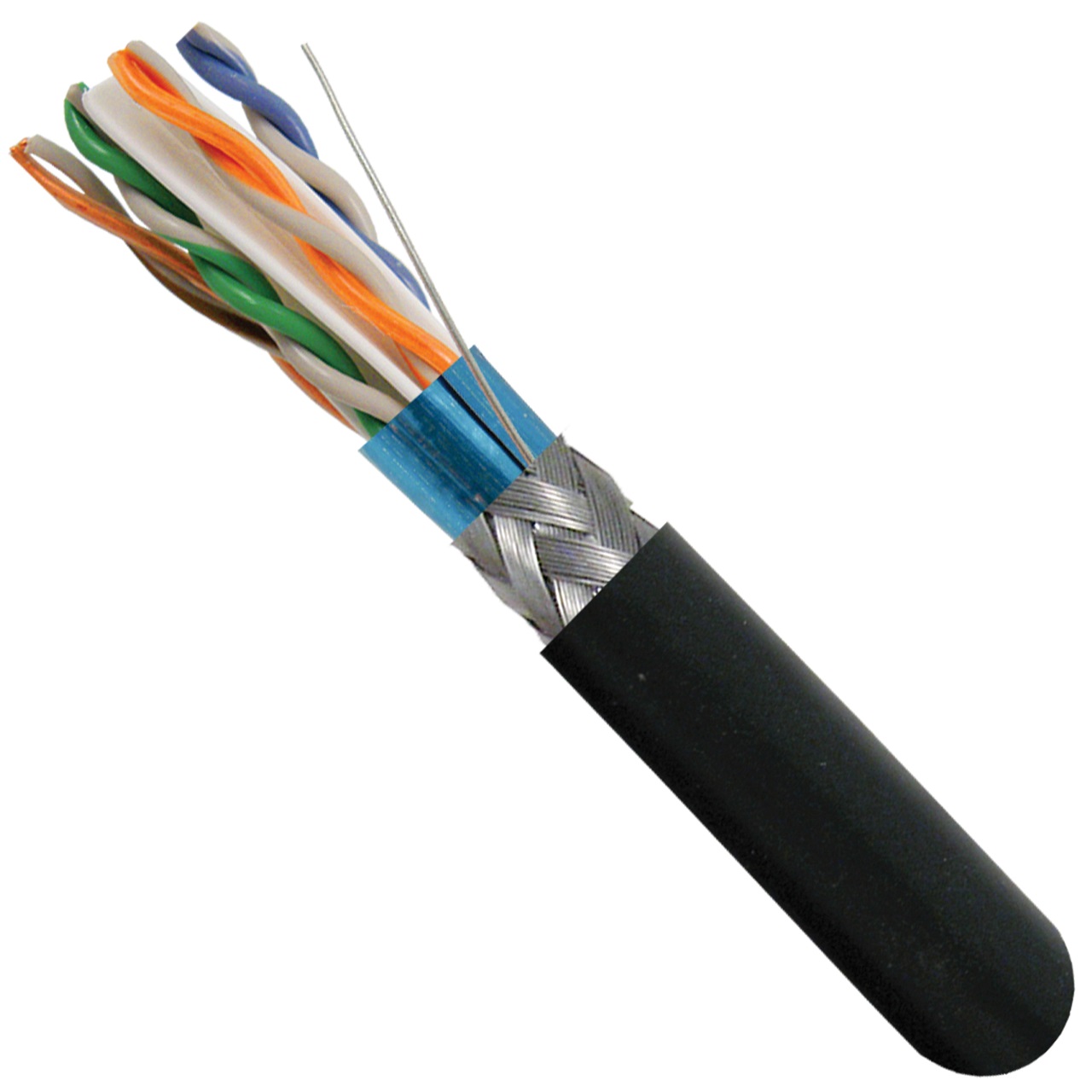 059-496/S2/CWT Vertical Cable 059-496 Series 24 AWG Shielded 4 Twisted Pair Solid Bare Annealed Copper Non-plenum Cat5e Cable - 1000' Wooden Spool - Black