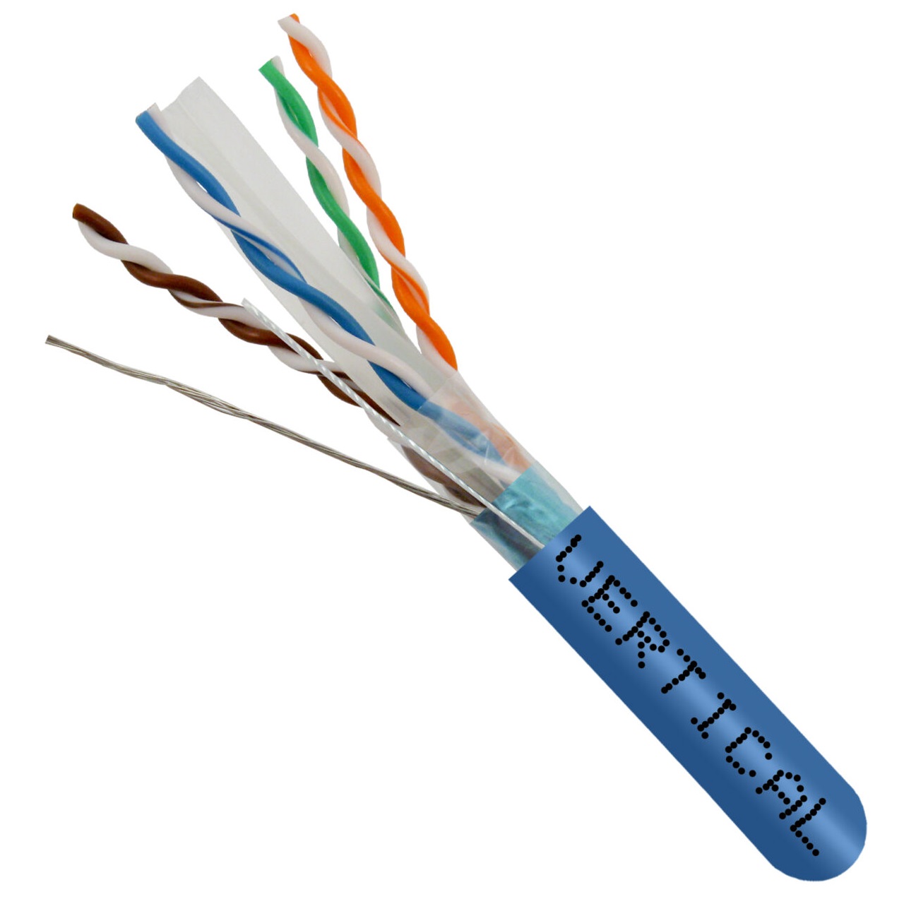 064-701/A/S/BL Vertical Cable 064-701 Series 23 AWG 4 Shielded Twisted Pair Solid Bare Copper CMR Non-Plenum Cat6A Cable - 1000' Wooden Spool - Blue
