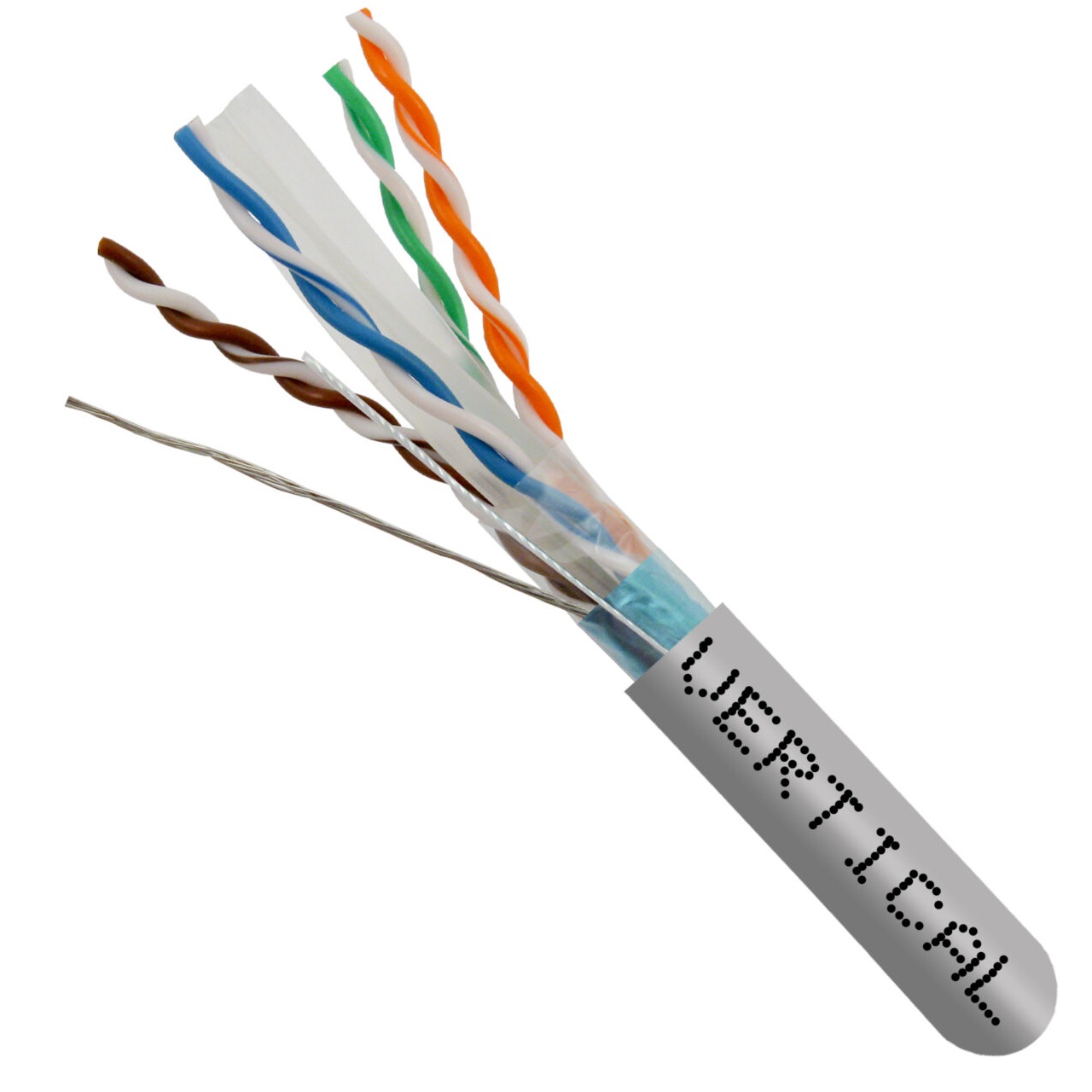 064-703/A/S/GY Vertical Cable 064-703 Series 23 AWG 4 Shielded Twisted Pair Solid Bare Copper CMR Non-Plenum Cat6A Cable - 1000' Wooden Spool - Gray