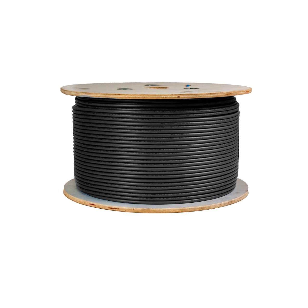 065-700/A/P/BK Vertical Cable 065-700 Series 23 AWG Unshielded Twisted Pair Solid Bare Copper CMP Plenum Cat6A Cable - 1000' Wooden Spool - Black