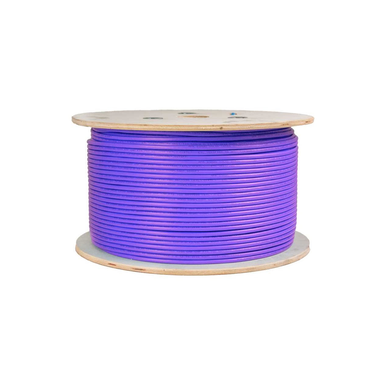 065-705/A/P/PR Vertical Cable 065-705 Series 23 AWG Unshielded Twisted Pair Solid Bare Copper CMP Plenum Cat6A Cable - 1000' Wooden Spool - Purple